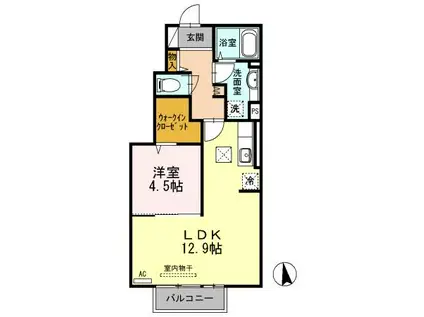 ファインフラッツ(1LDK/1階)の間取り写真