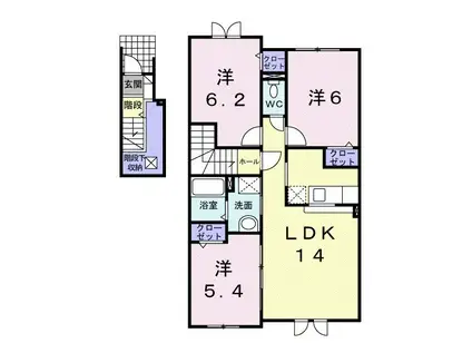 ヴィラ・コスモス(3LDK/2階)の間取り写真