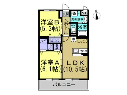 エスティヒルズ(2LDK/1階)の間取り写真