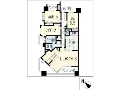 ライオンズ岐阜セントマークス壱番館901(4LDK/9階)の間取り写真
