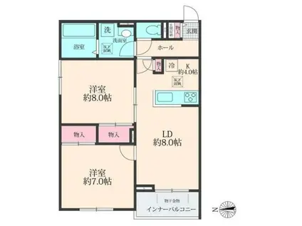 ソラーナII(2LDK/1階)の間取り写真