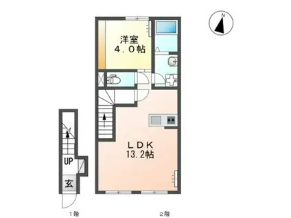 ニューページ(1LDK/2階)の間取り写真