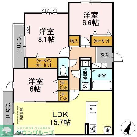 DBLESS湘南辻堂(3LDK/3階)の間取り写真