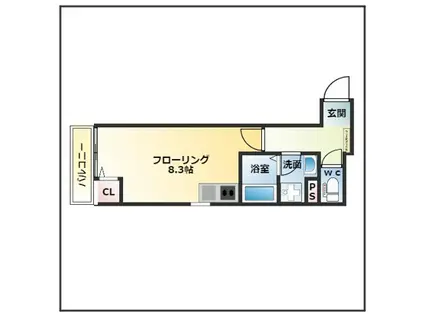 DESTINO東町(ワンルーム/2階)の間取り写真