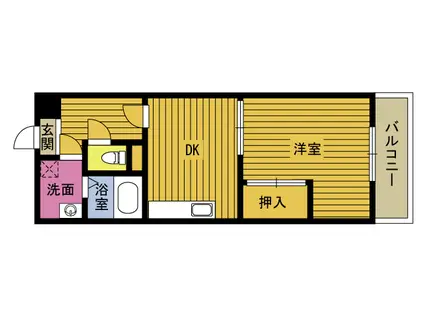 サウスグランコート(1DK/2階)の間取り写真