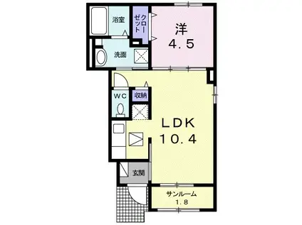 東武佐野線 佐野市駅 徒歩29分 2階建 築7年(1LDK/1階)の間取り写真