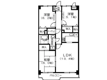 バードヒル(3LDK/1階)の間取り写真