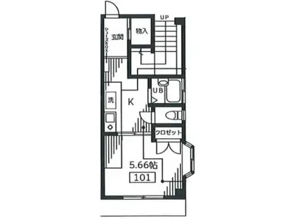 ムーンシャイニー参番館(1K/1階)の間取り写真