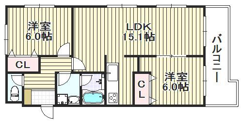 レスタ・ミ・コンフォーレ(2LDK/1階)の間取り写真