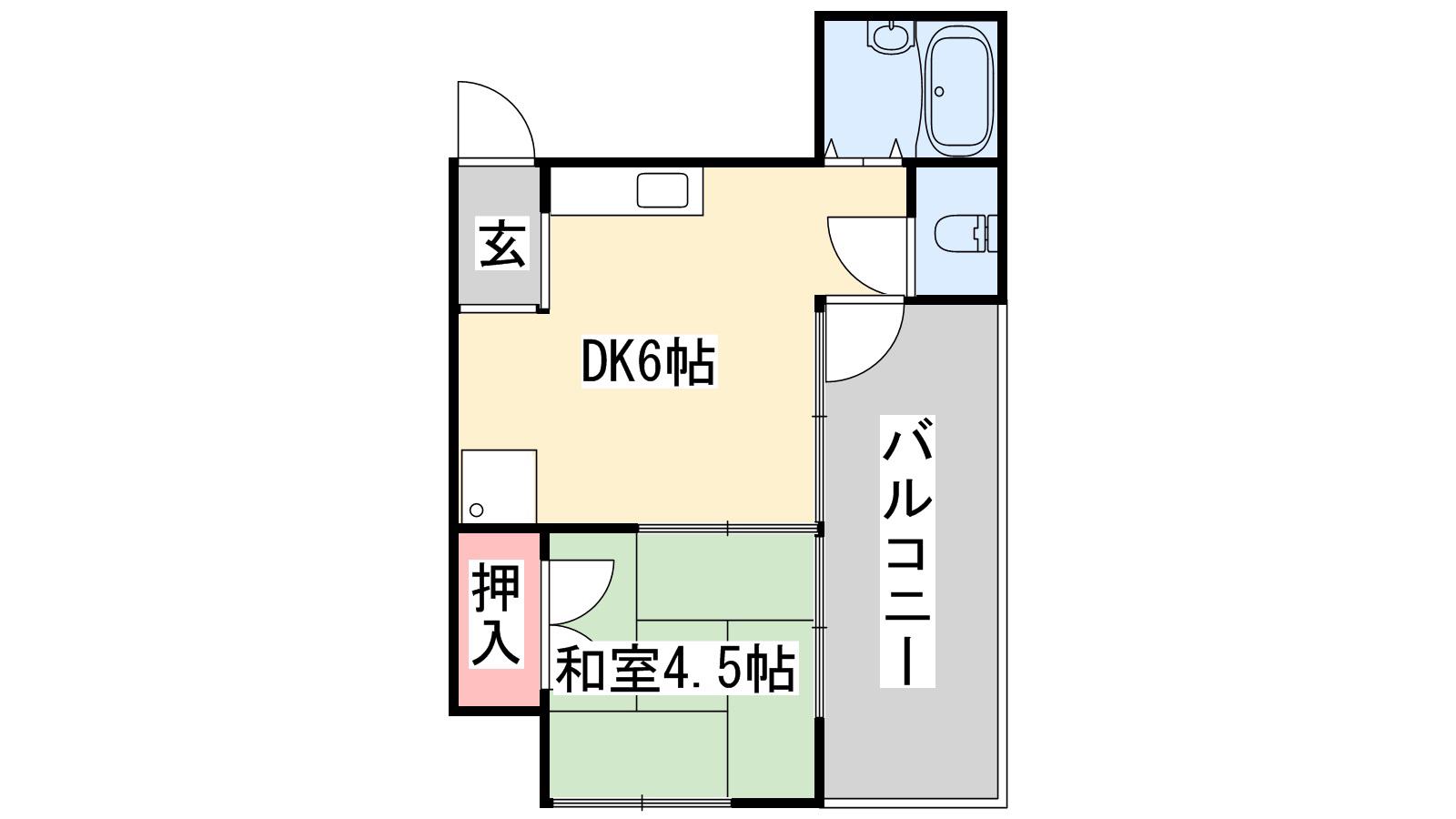 岡ハウス(1DK/3階)の間取り写真