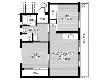 ビレッジハウス西大寺 1号棟(2LDK/5階)の間取り写真