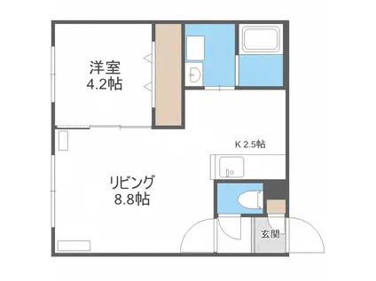 フェリスインフィニートN12(1LDK/2階)の間取り写真