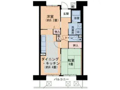 URパークタウン西武庫 16号棟(2DK/8階)の間取り写真