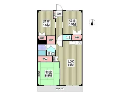 セピアレジデンスII(3LDK/1階)の間取り写真