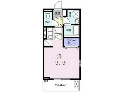 アイゼリア・ガーデン(ワンルーム/1階)の間取り写真