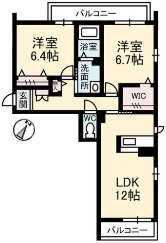 エクセルコート(2LDK/2階)の間取り写真