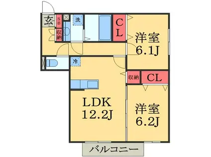 ロマージュさくら(2LDK/3階)の間取り写真