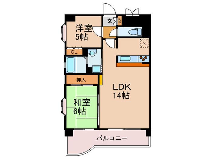 ハイアットコート(2LDK/4階)の間取り写真