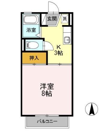 セジュール952(1K/1階)の間取り写真