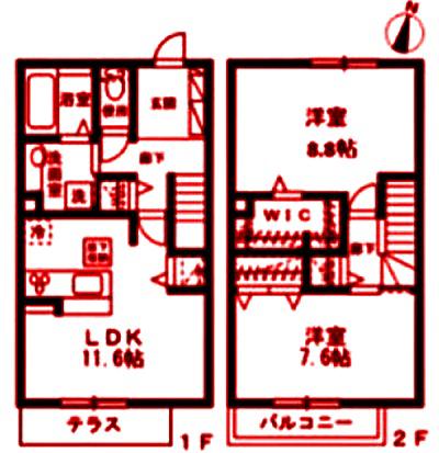 白鳳庵 雅(2LDK/1階)の間取り写真