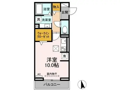 ラフィネ港明(ワンルーム/1階)の間取り写真