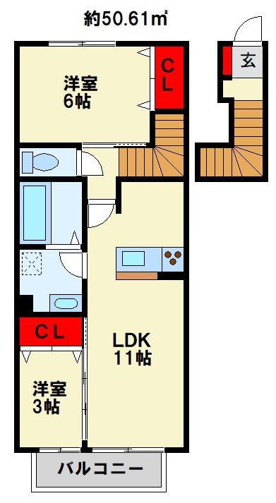 ベルタ7(2LDK/2階)の間取り写真