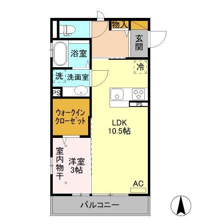 コージーネスト A(1LDK/3階)の間取り写真