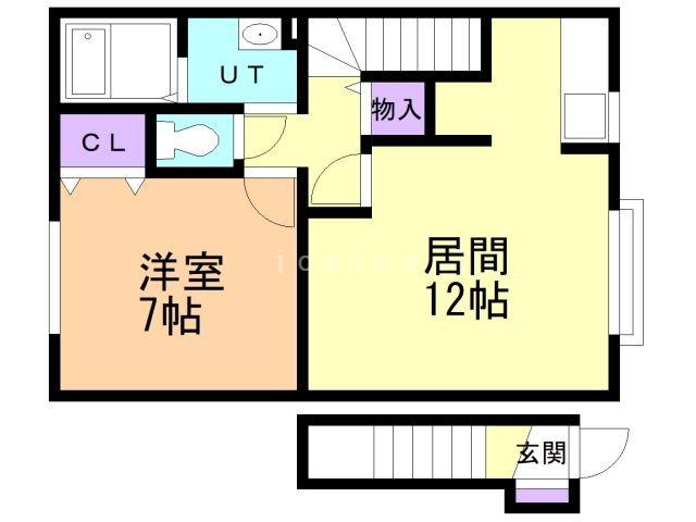 グランモア朋A(1LDK/2階)の間取り写真