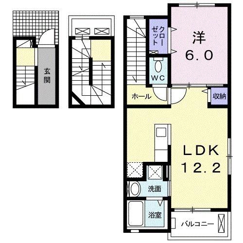 A&KハイツII(1LDK/3階)の間取り写真