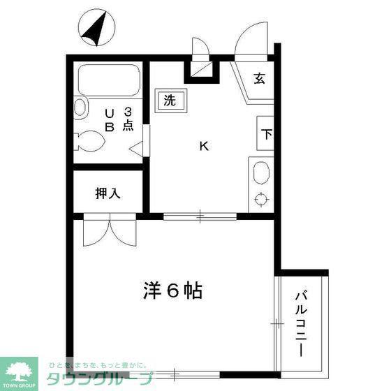 ボヌール南浦和(1K/2階)の間取り写真