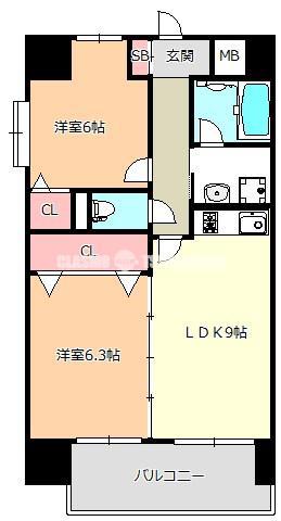 ラ・フォーレ久宝園(2LDK/3階)の間取り写真