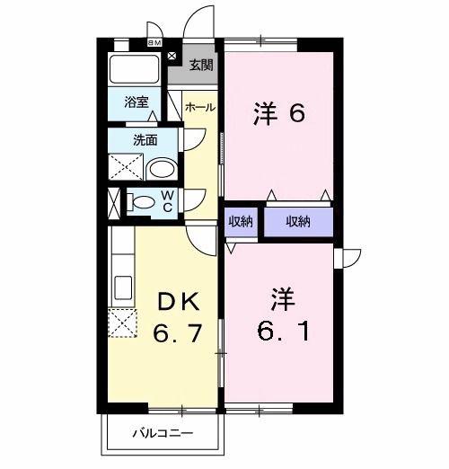 坂田ハイツIII(2DK/2階)の間取り写真