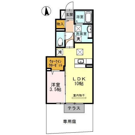 D-ROOM三葛(1LDK/1階)の間取り写真