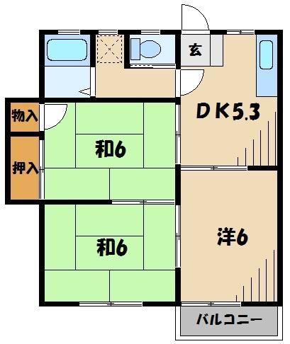 コーポ イワツキII(3DK/2階)の間取り写真