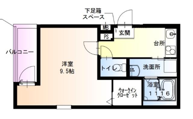 フジパレス新金岡V番館(1K/1階)の間取り写真