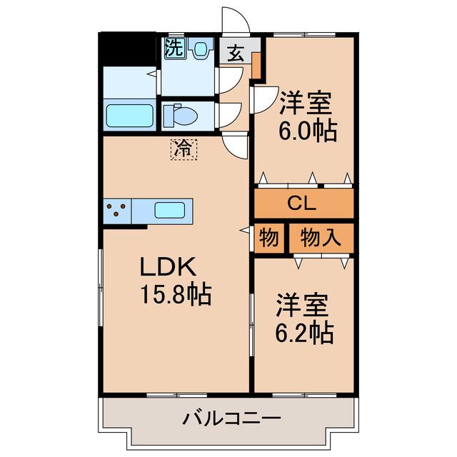 FIELDII(2LDK/2階)の間取り写真
