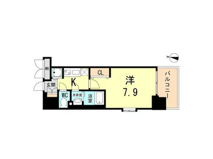 LUXE神戸ウエスト(1K/2階)の間取り写真