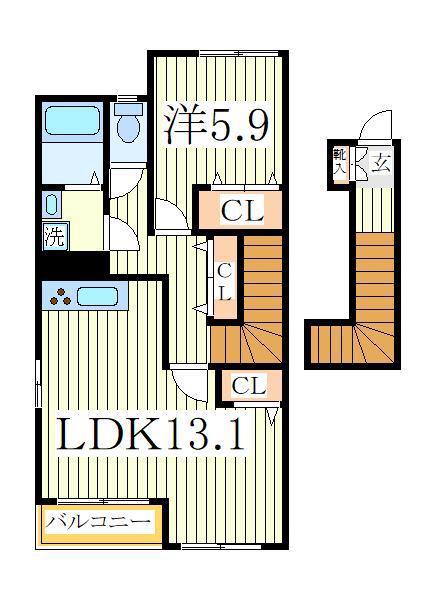 エールトベーレ(1LDK/2階)の間取り写真