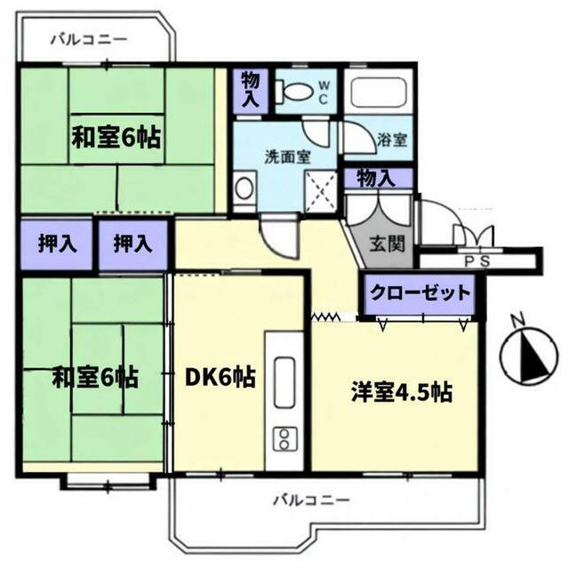 くずは台団地 9号棟(3DK/4階)の間取り写真