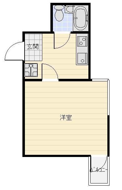 マンション元目(1K/1階)の間取り写真