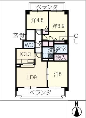 シティ・ライフ福池(3LDK/2階)の間取り写真