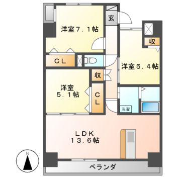 プログレッソ花の木(3LDK/2階)の間取り写真