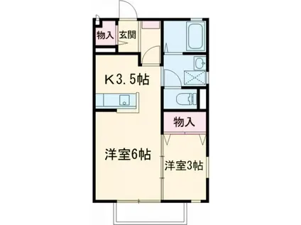 フルール(1SK/2階)の間取り写真