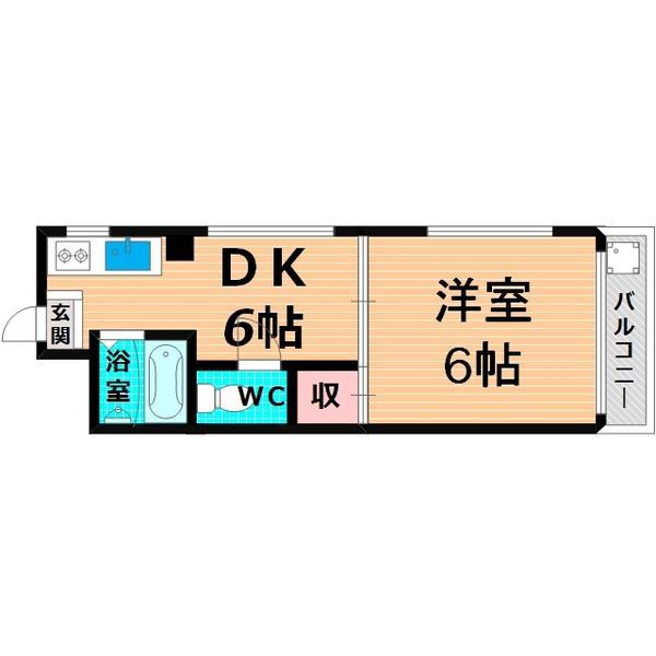 レジデンスアムール(1DK/3階)の間取り写真