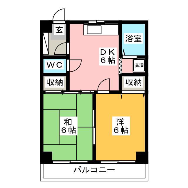 ジュネシオン大熊パートI(2DK/4階)の間取り写真