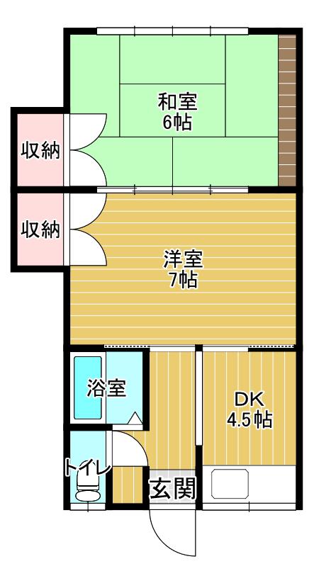菊陽ハイツ(2DK/1階)の間取り写真