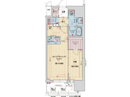 ソルテラス神戸栄町通(1LDK/4階)の間取り写真