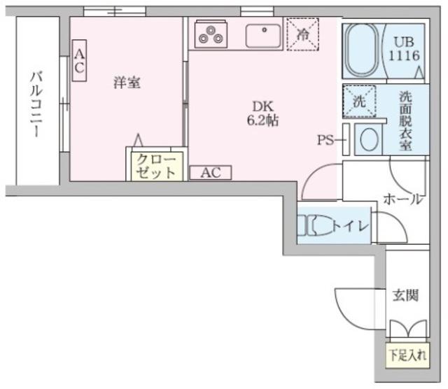 リブレスト篠崎(1DK/2階)の間取り写真