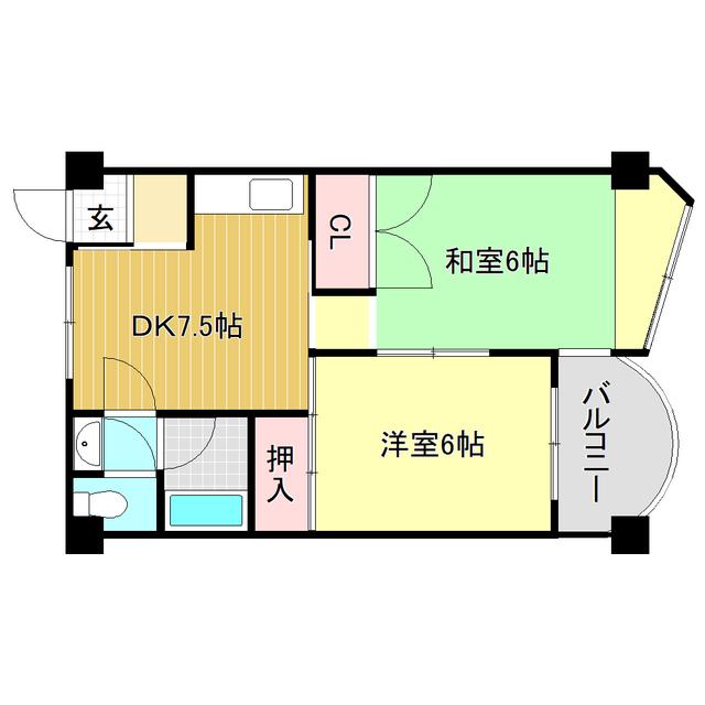 インペリアル西本I(2DK/3階)の間取り写真