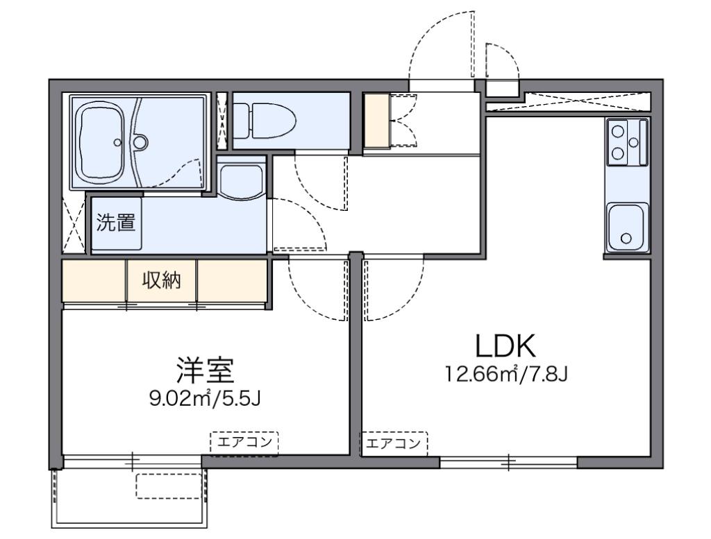 レオネクストファイブストリート(1LDK/2階)の間取り写真